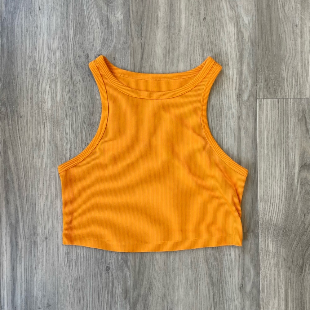 Wild Fable Orange Ribbed Knit Crop Tank Top
